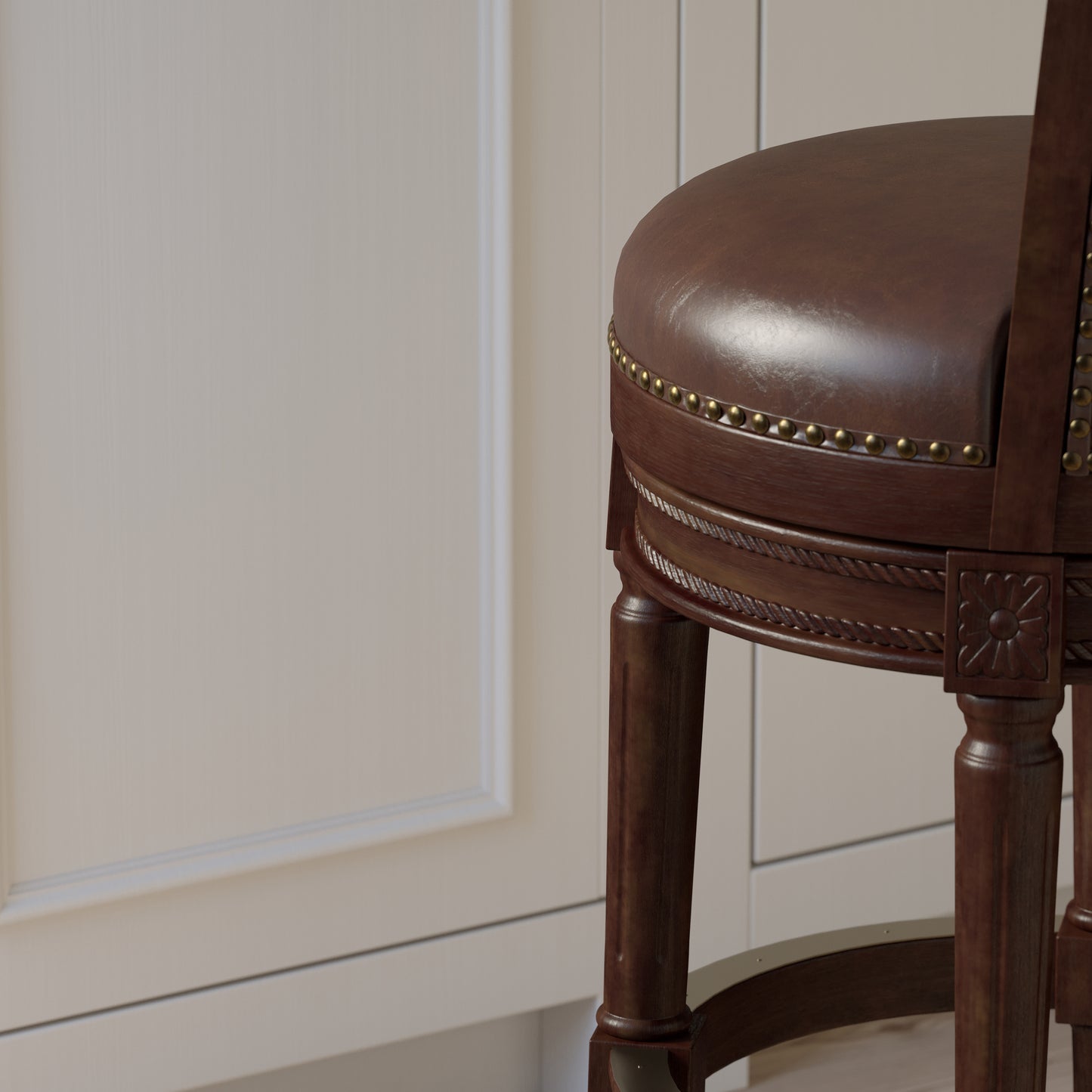 Charlotte Swivel Barstool in Distressed Walnut