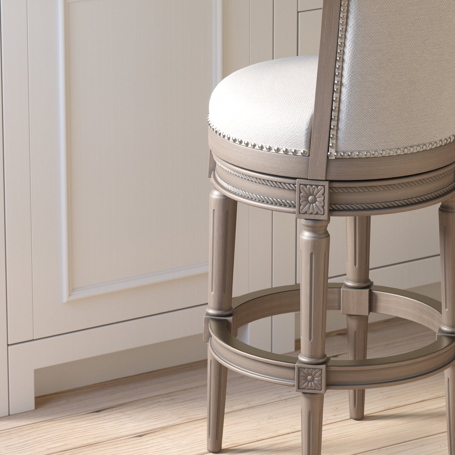 Charlotte Swivel Barstool in Weathered Grey