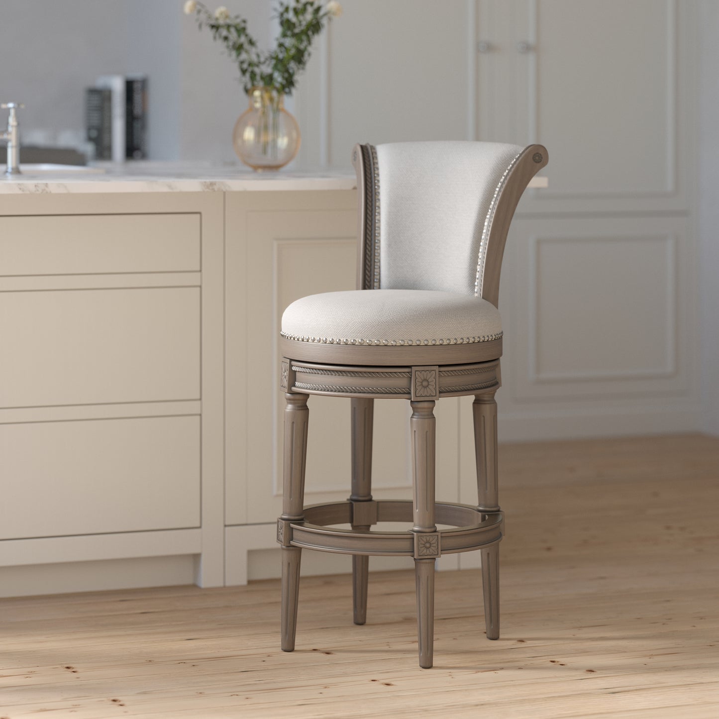 Charlotte Swivel Barstool in Weathered Grey