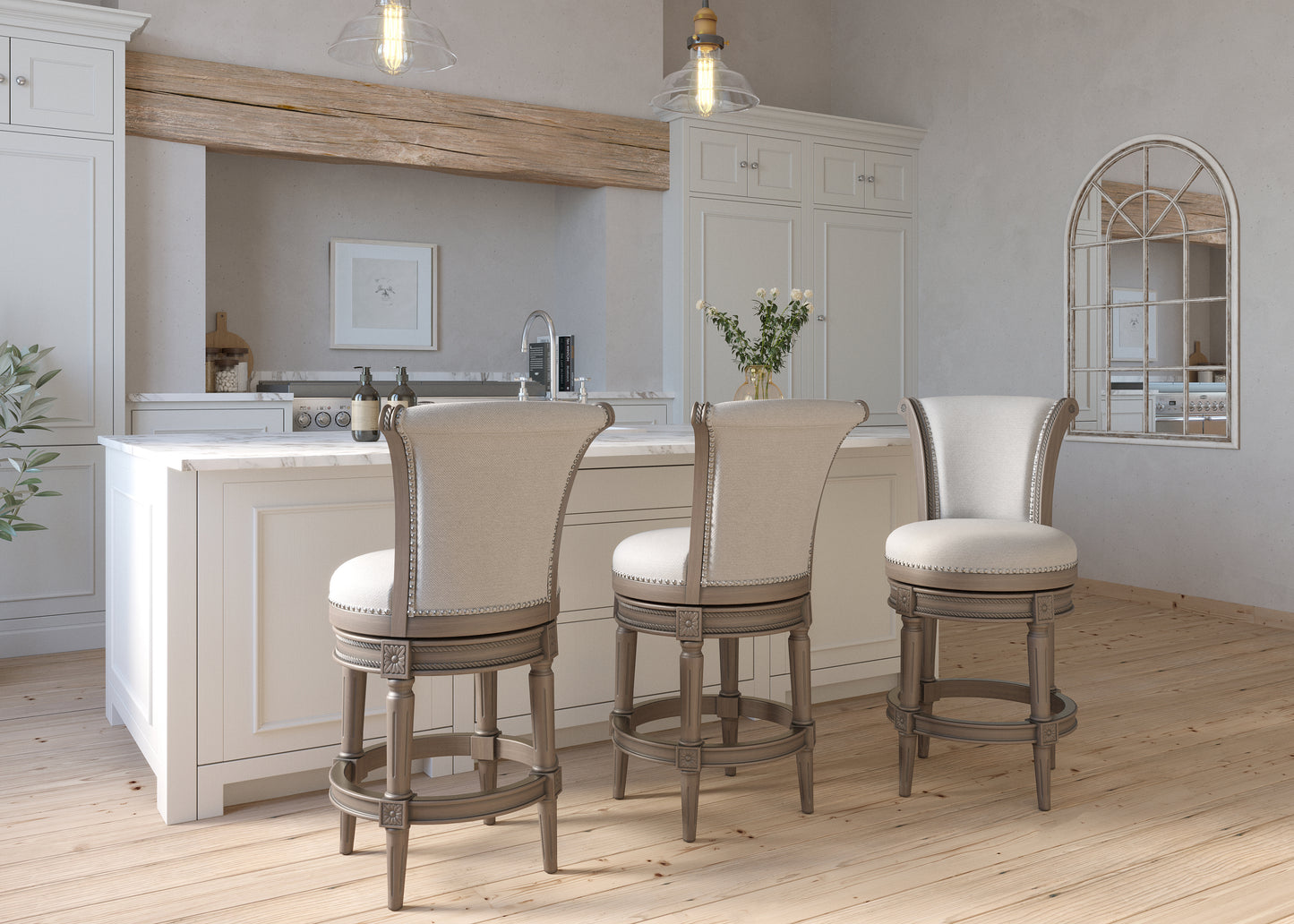 Charlotte Swivel Barstool in Weathered Grey