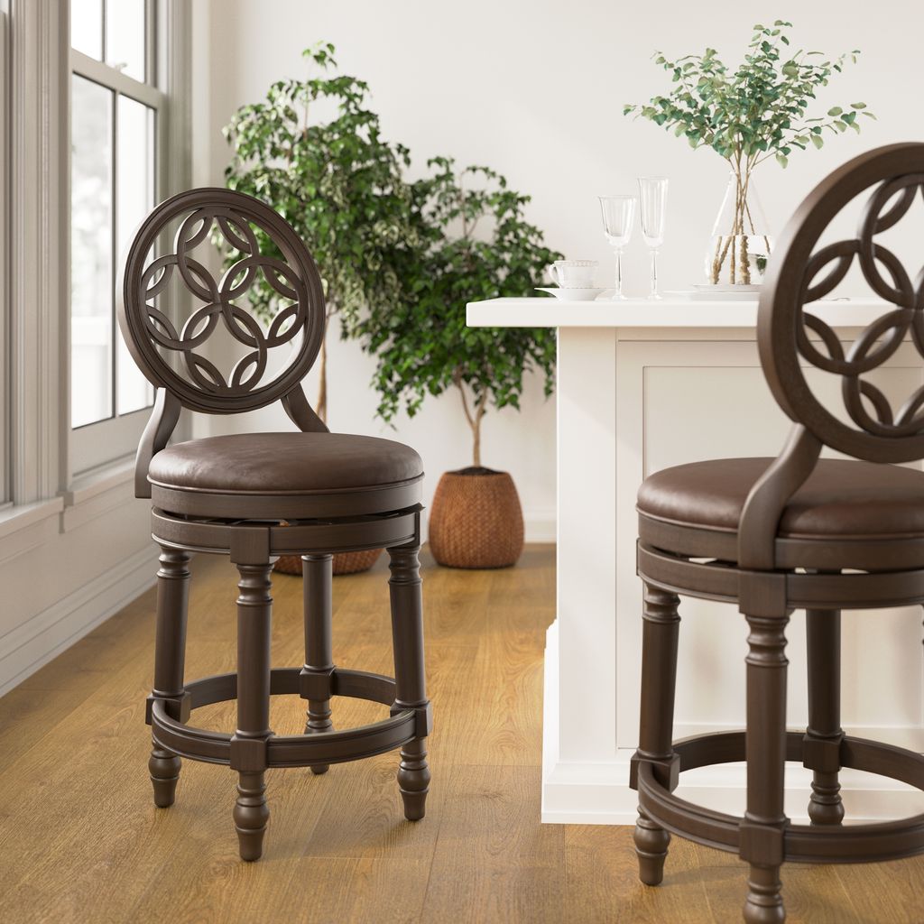 Gastonia Swivel Stool In Distressed Walnut