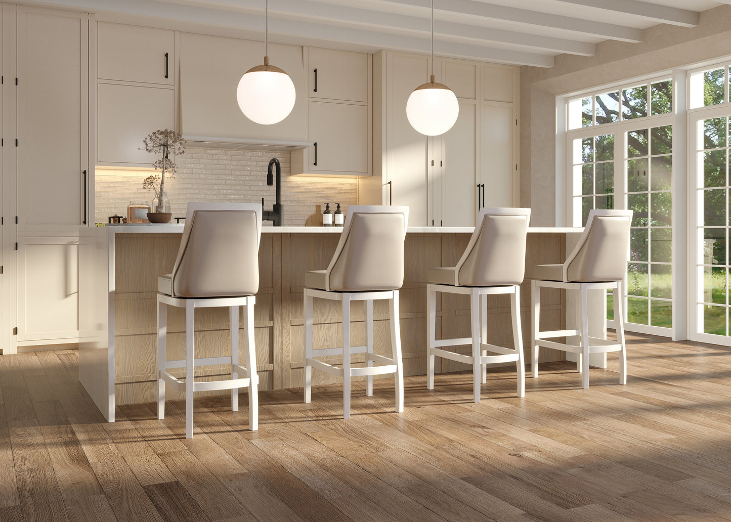 Raleigh Swivel Barstool In White