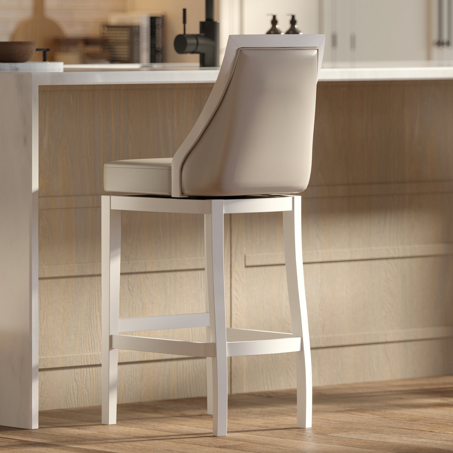 Raleigh Swivel Barstool In White