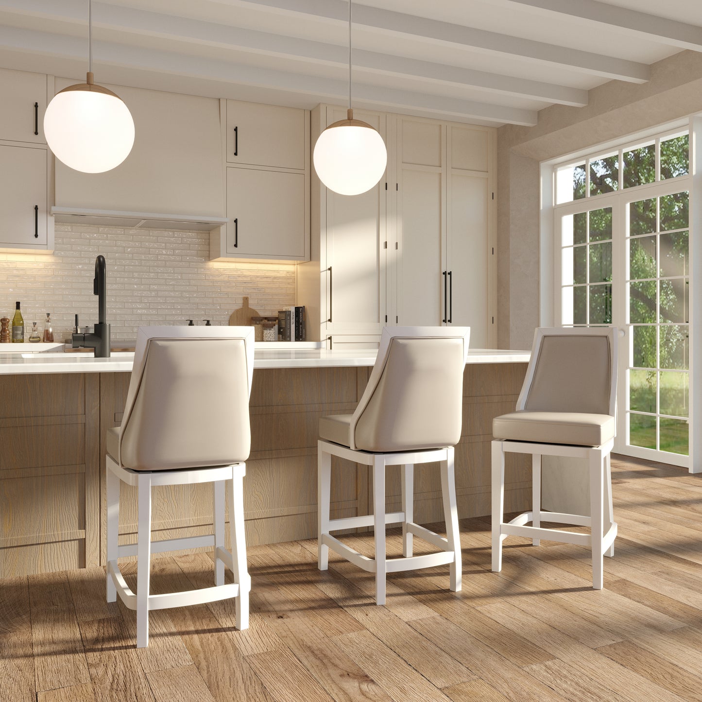 Raleigh Swivel Barstool In White