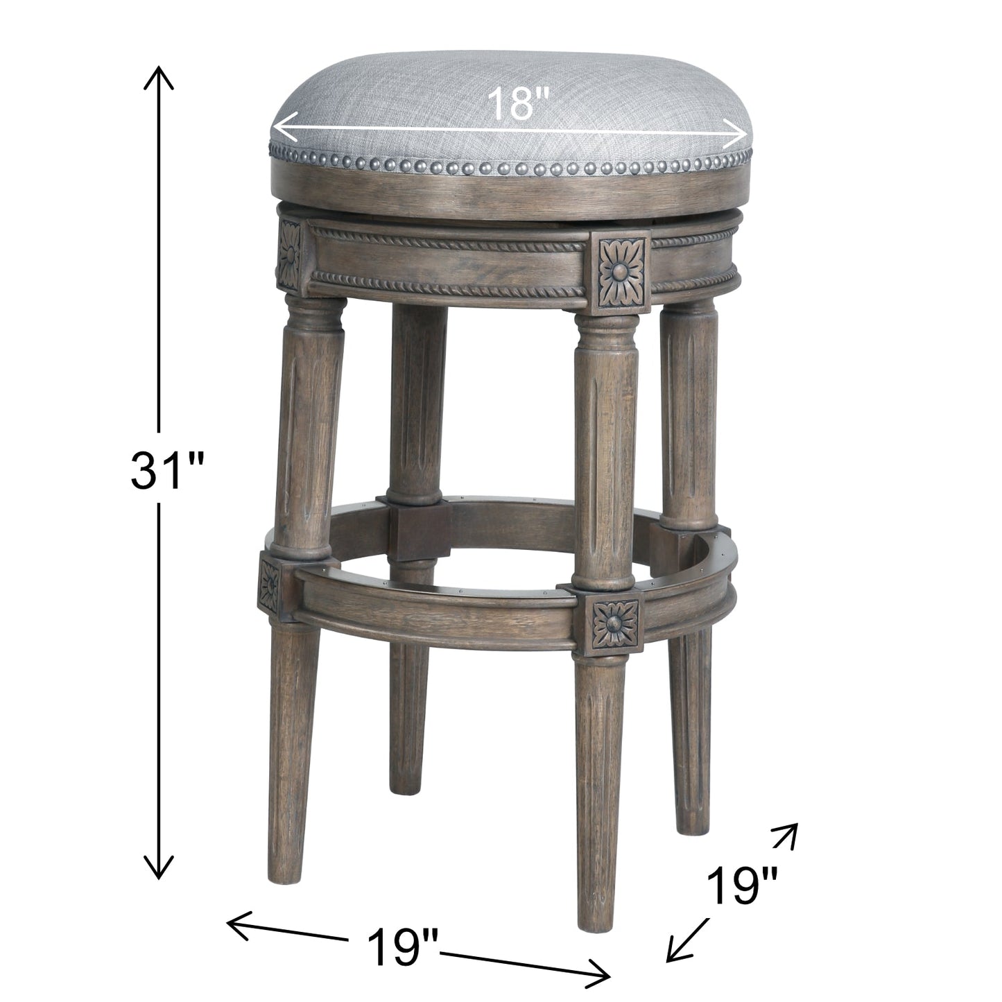 Backless Charlotte Barstool in Grey