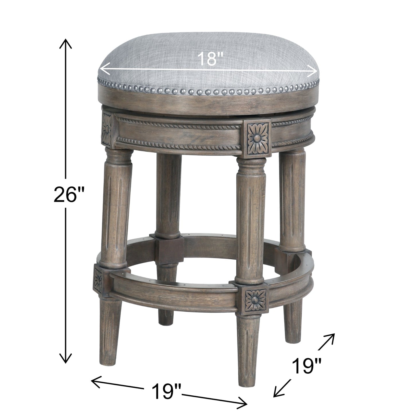 Backless Charlotte Barstool in Grey