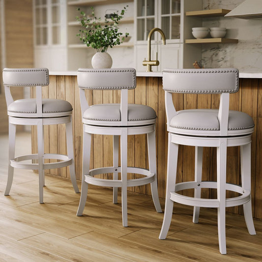 Morehead Stool in White with Gray Seat