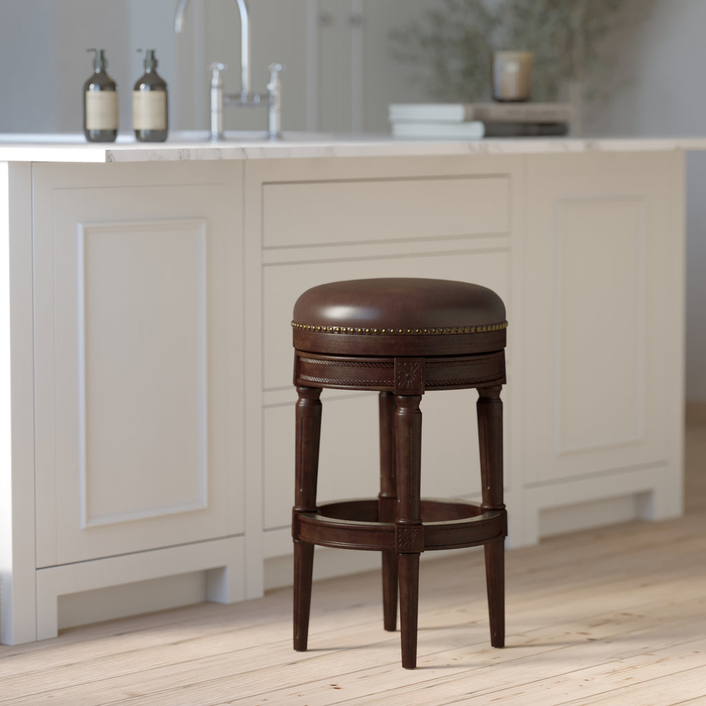 Backless Charlotte Barstool in Distressed Walnut
