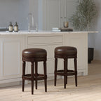 Backless Charlotte Barstool in Distressed Walnut