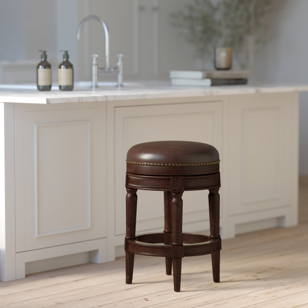 Backless Charlotte Barstool in Distressed Walnut
