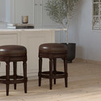 Backless Charlotte Barstool in Distressed Walnut