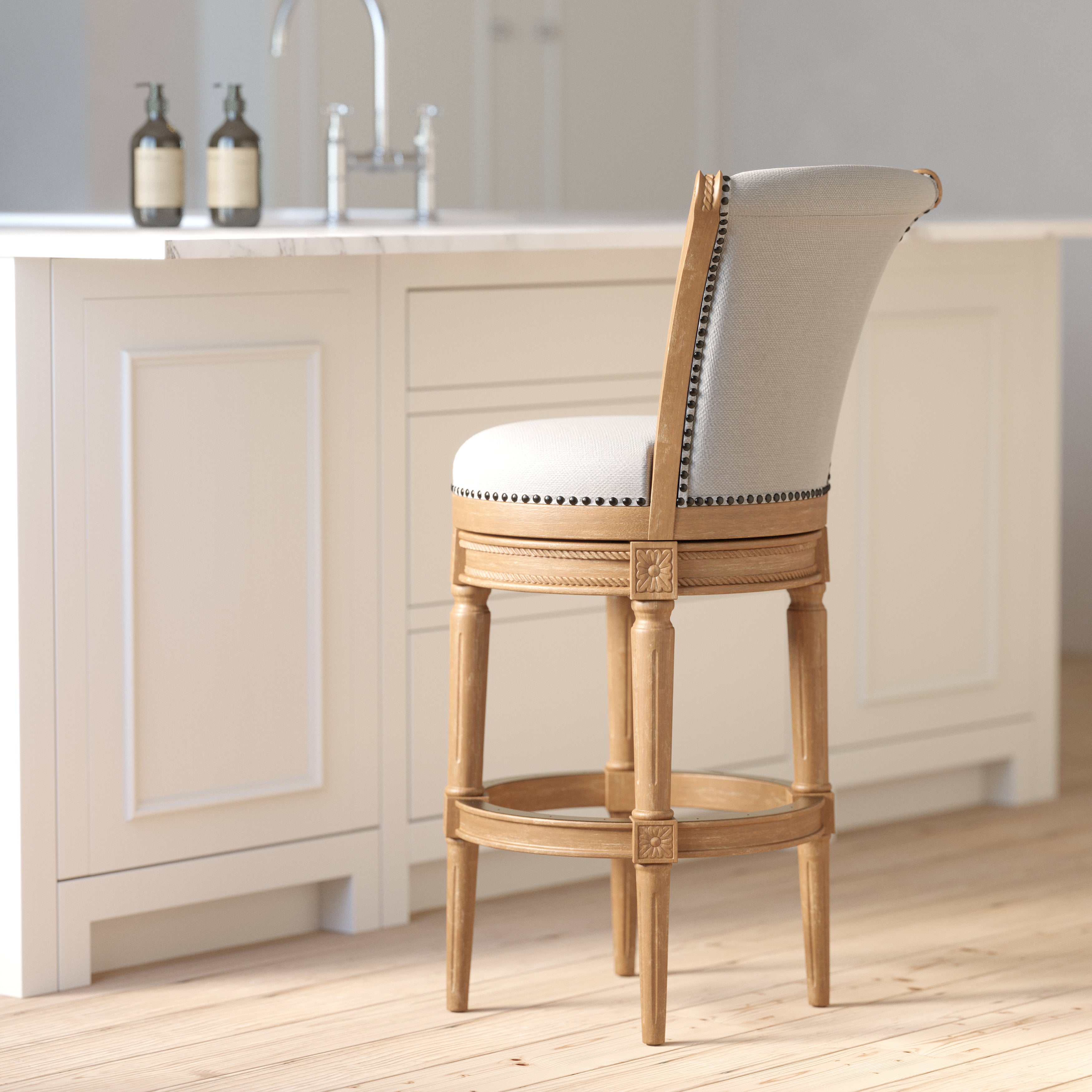 Charlotte Swivel Barstool in Weathered Oak