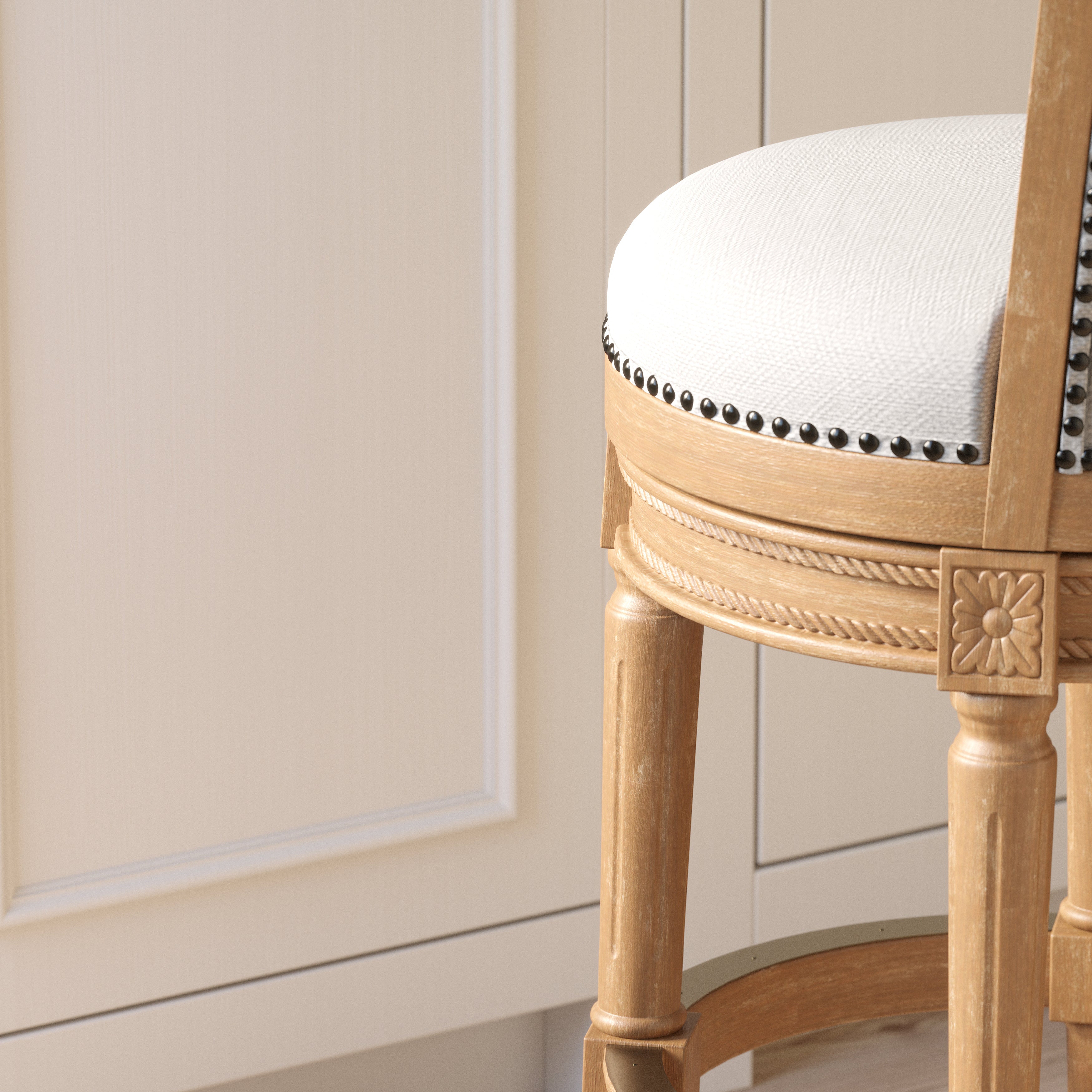 Charlotte Swivel Barstool in Weathered Oak