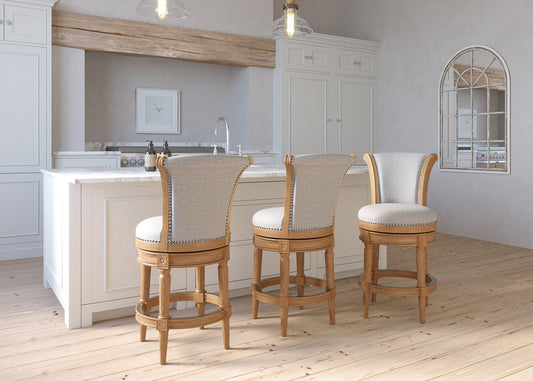 Charlotte Swivel Barstool in Weathered Oak