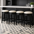 Backless Charlotte Swivel Barstool in Black and Ivory