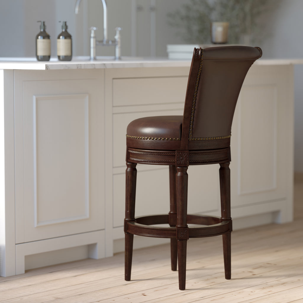 Charlotte Swivel Barstool in Distressed Walnut