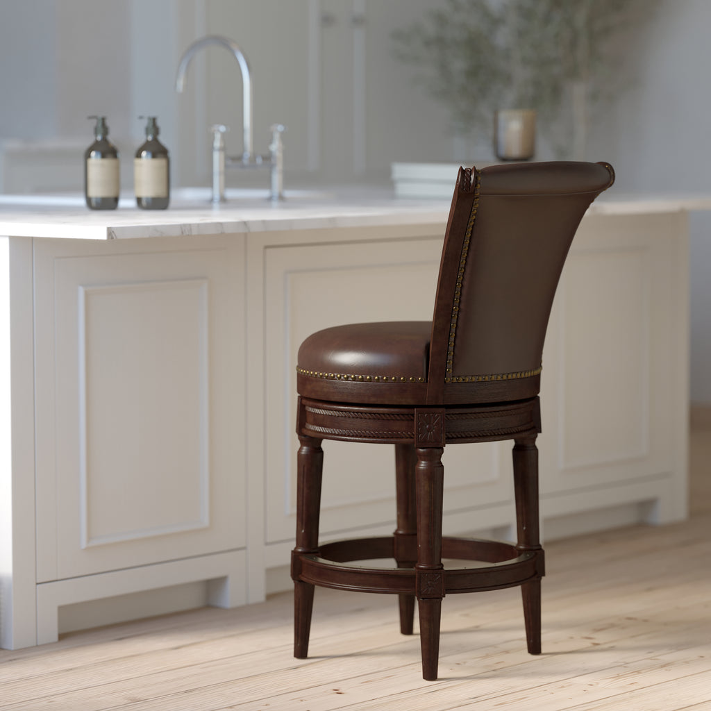 Charlotte Swivel Barstool in Distressed Walnut