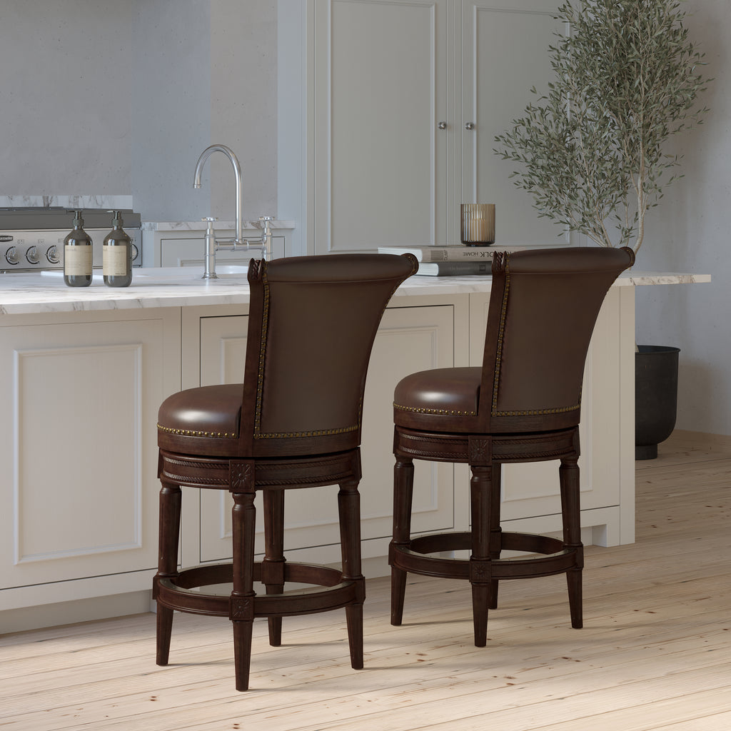 Charlotte Swivel Barstool in Distressed Walnut