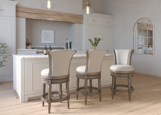 Charlotte Swivel Barstool in Weathered Grey