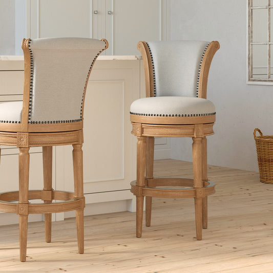 Charlotte Swivel Barstool in Weathered Oak