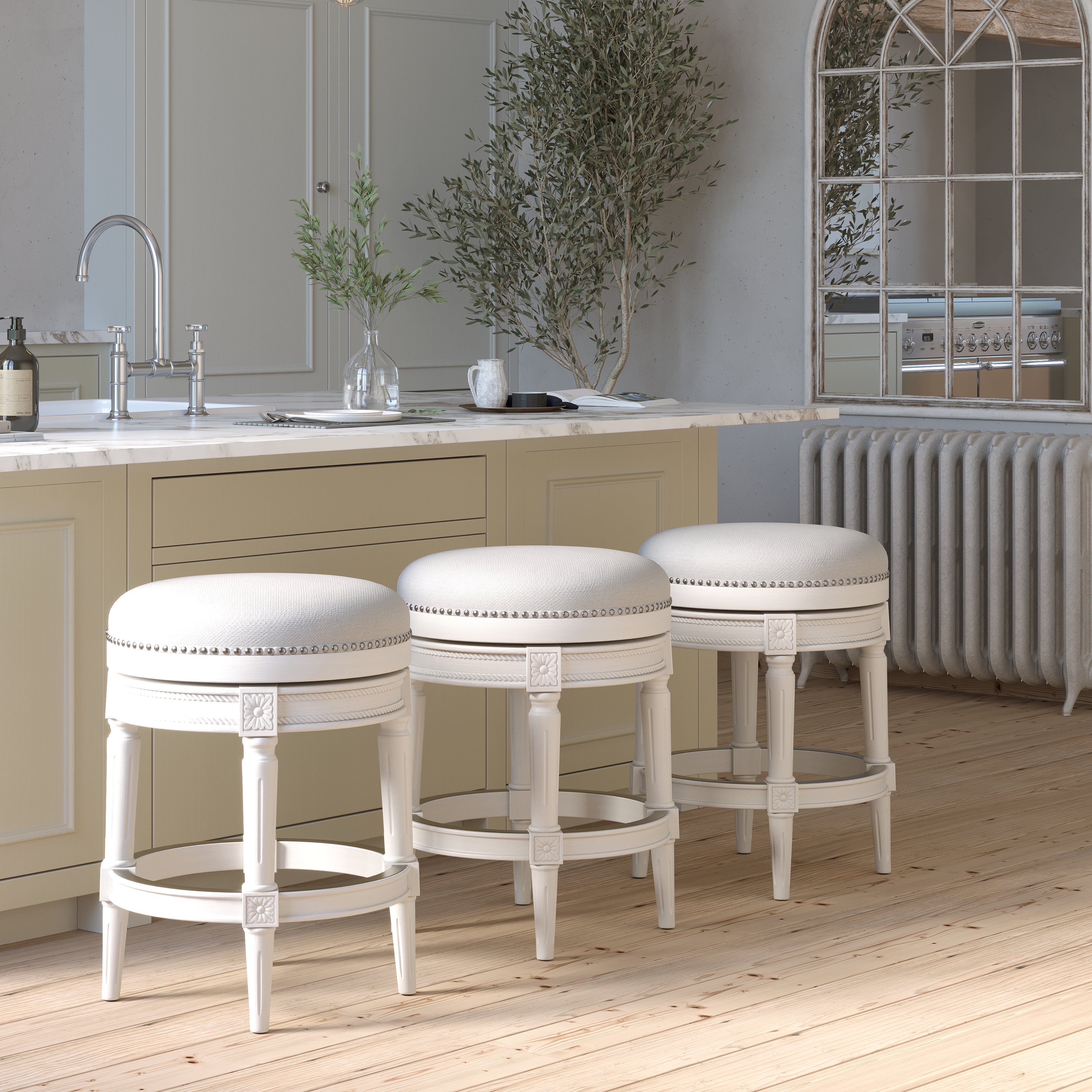 Backless Charlotte Barstool in White