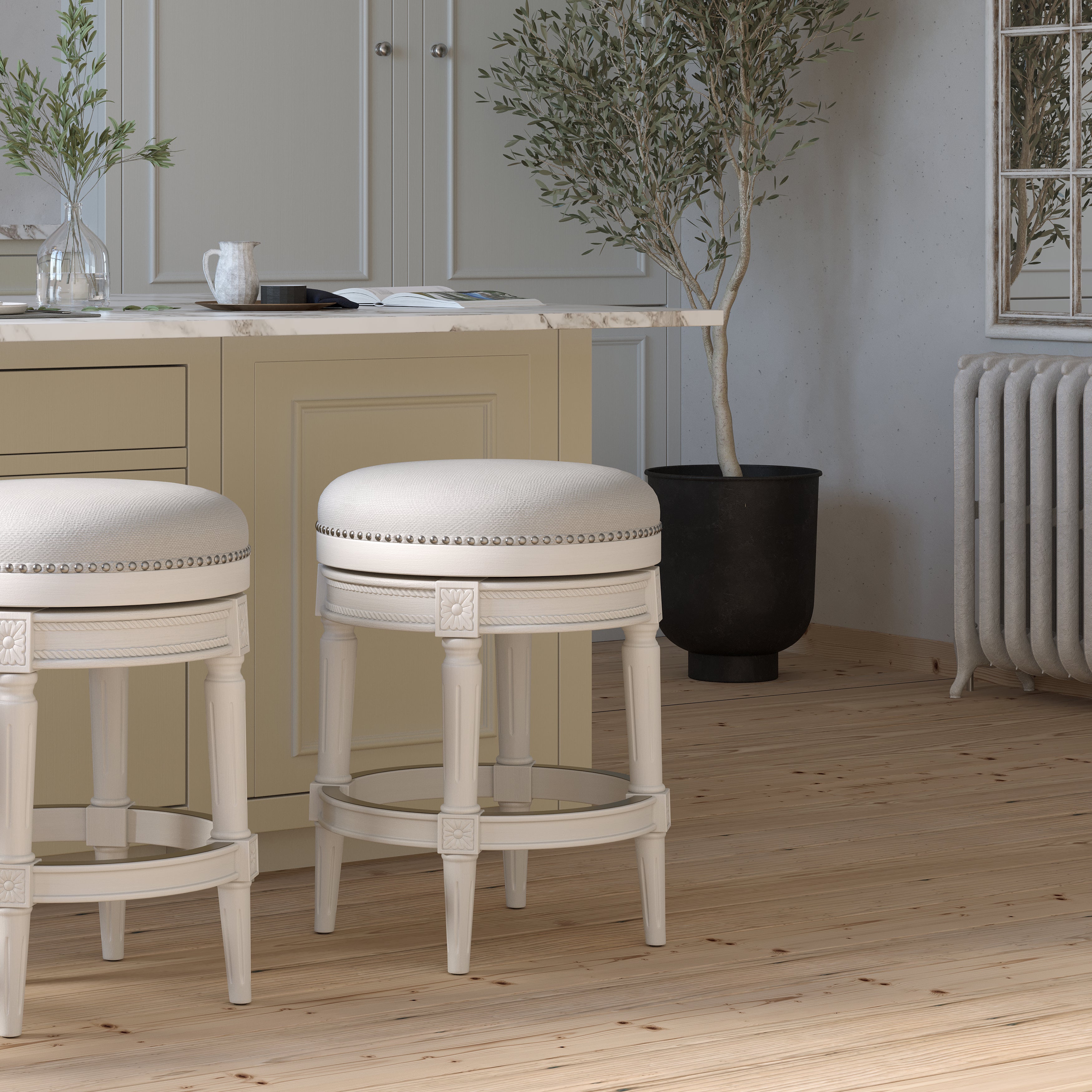 Backless Charlotte Barstool in White