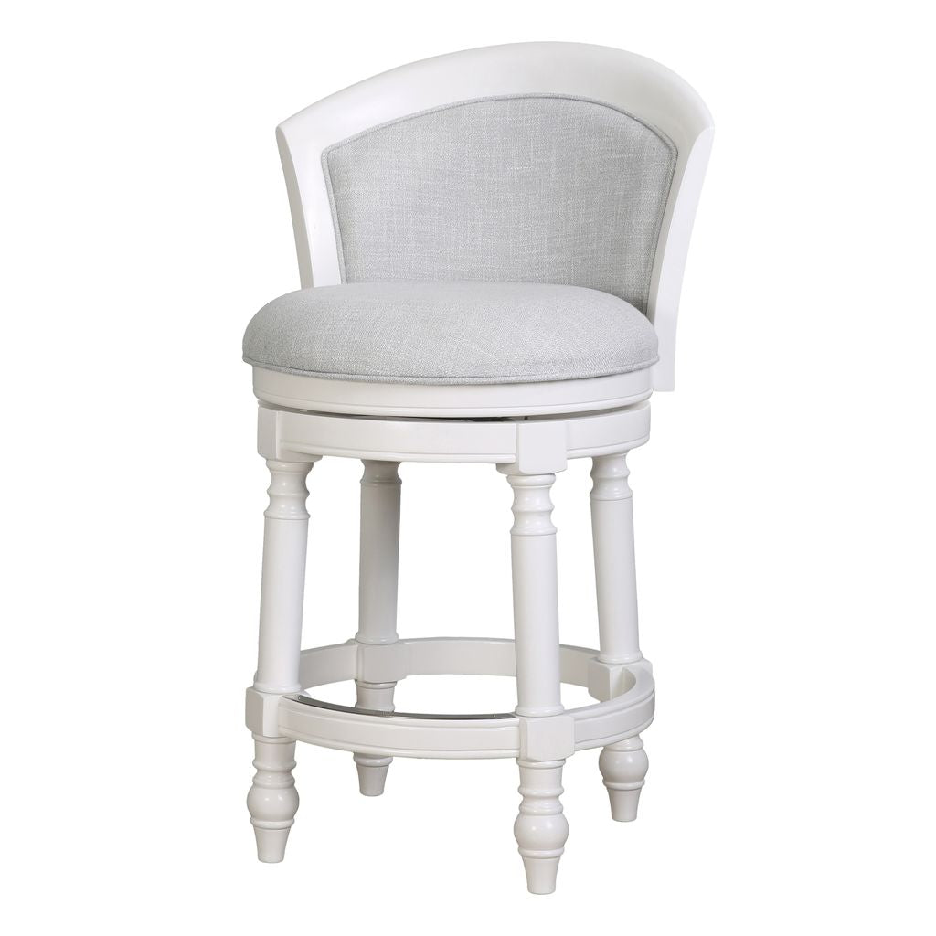 Kitty Hawk Swivel Stool in White & Light Grey