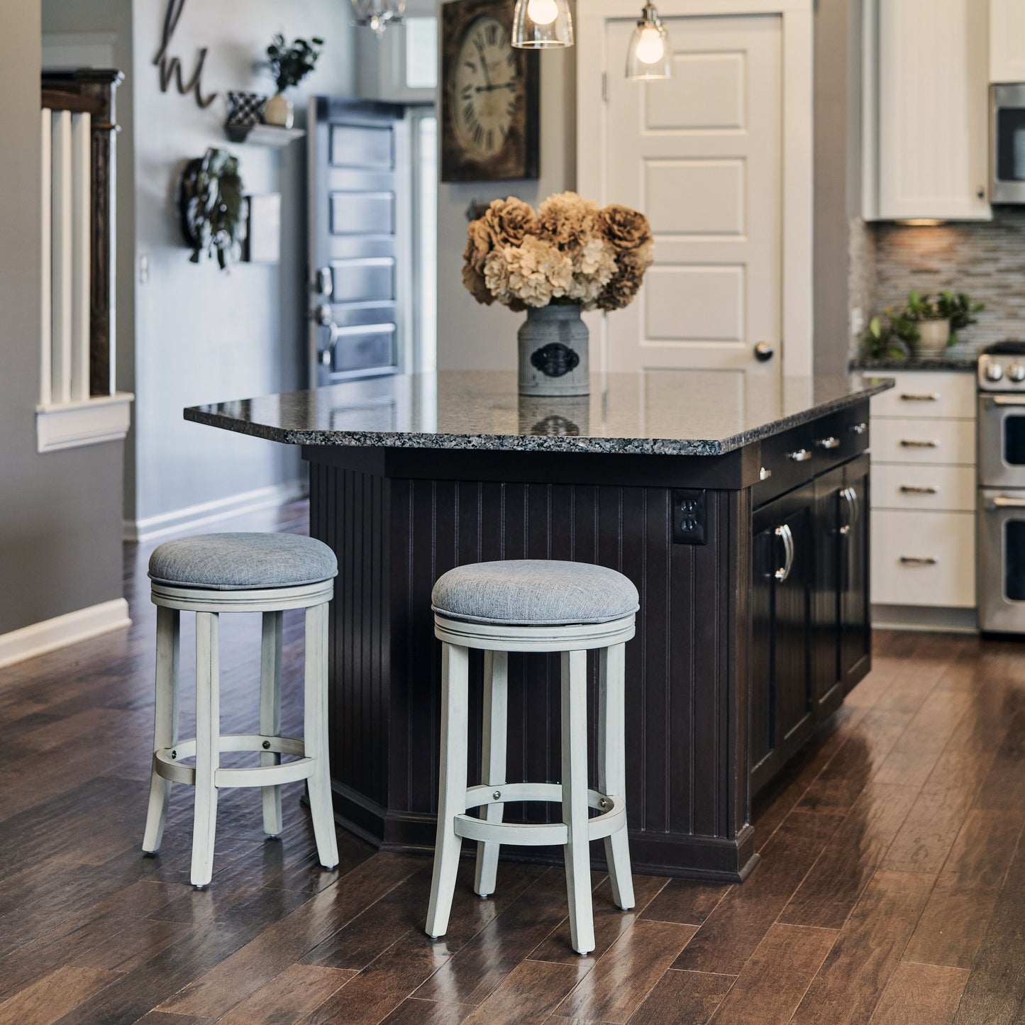 Concord Swivel Stool in Distressed Ivory finish