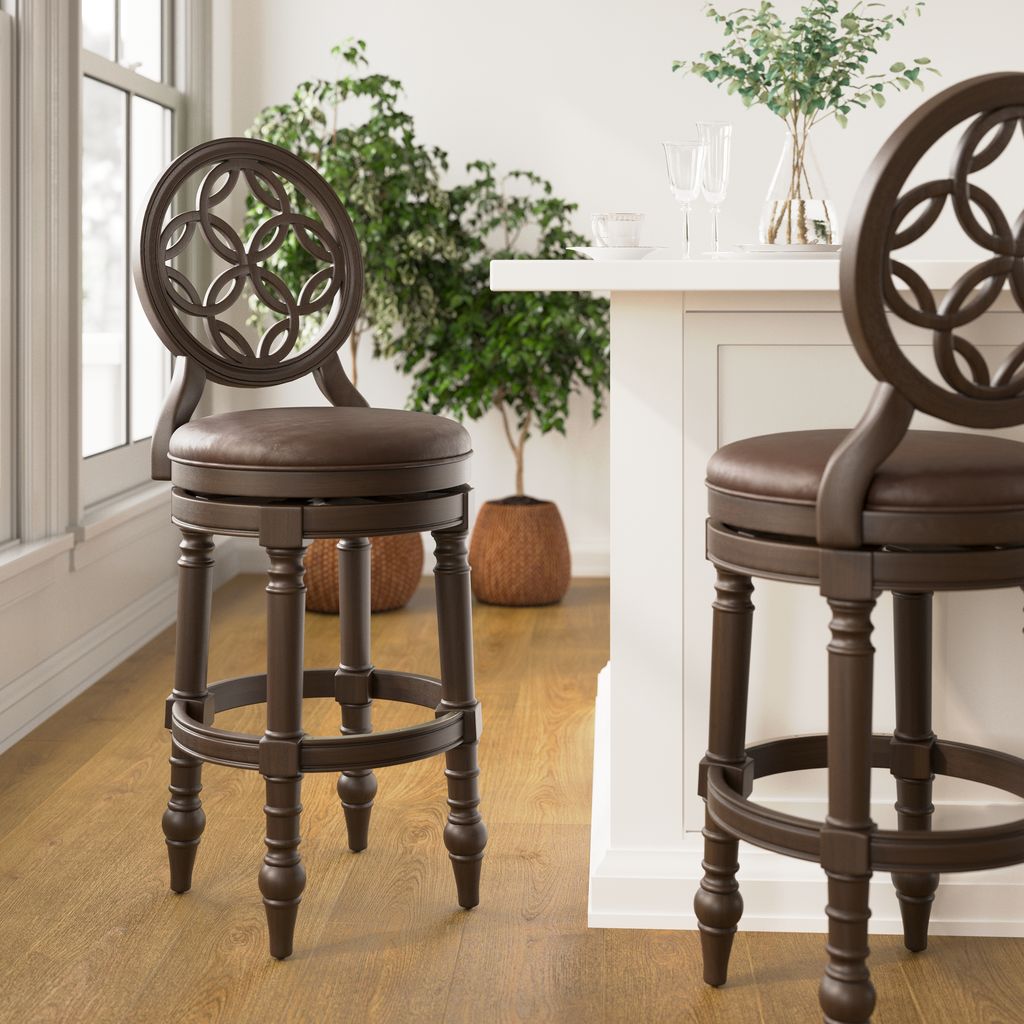 Gastonia Swivel Stool In Distressed Walnut