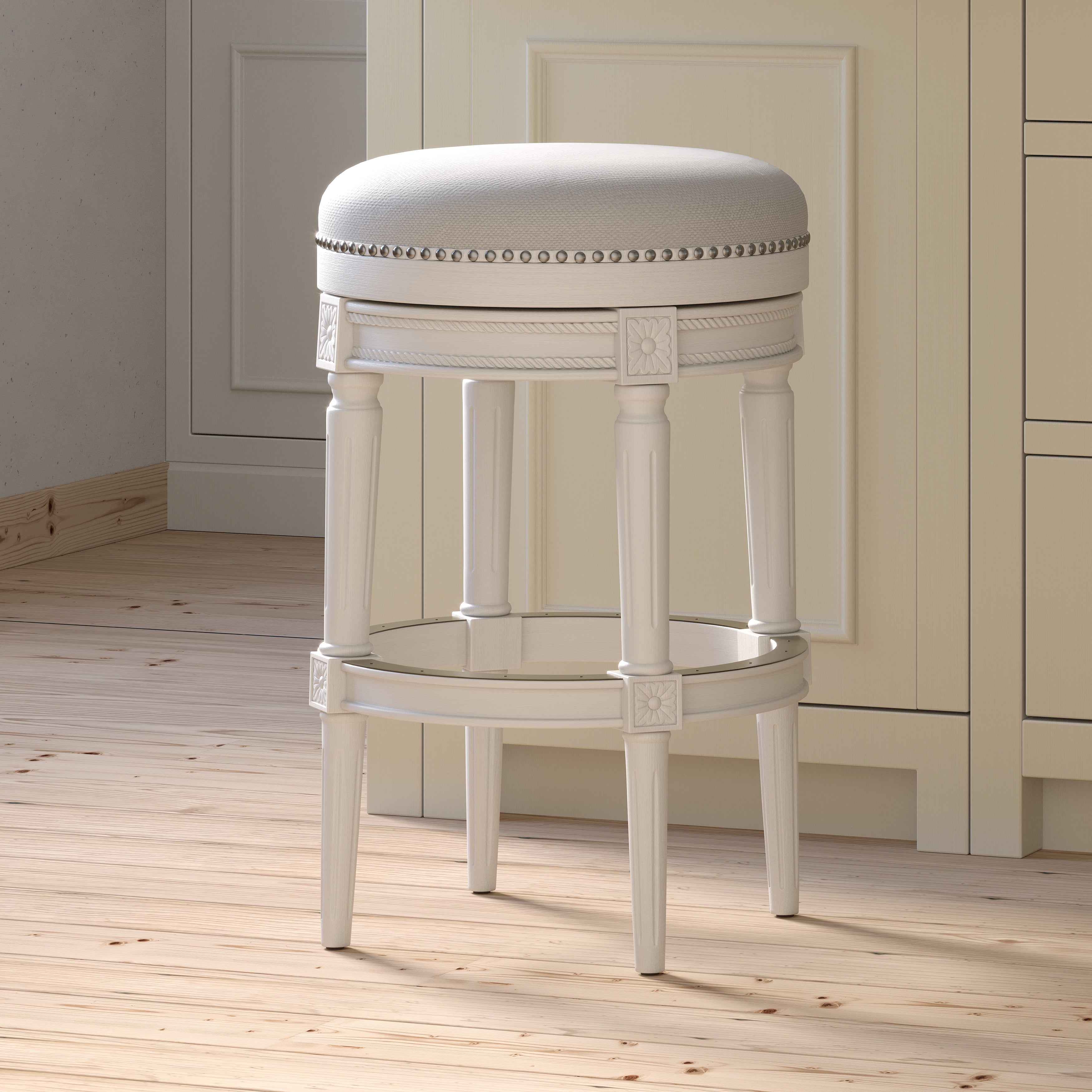 Backless Charlotte Barstool in White