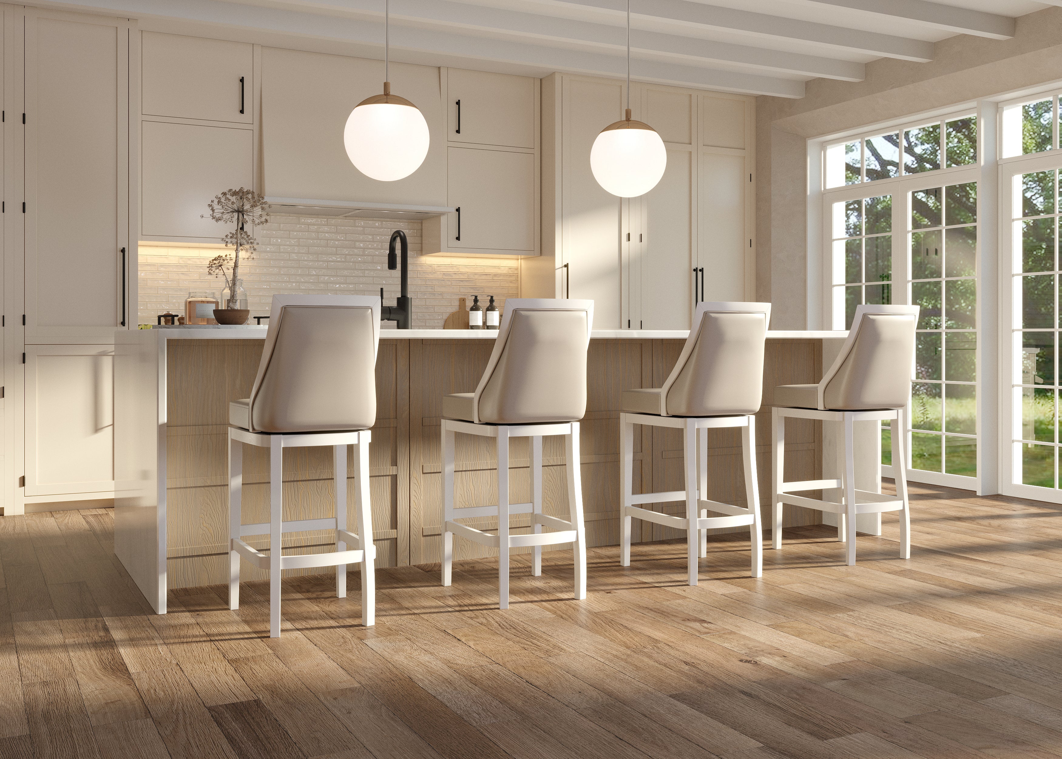 Raleigh Swivel Barstool In White