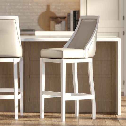 Raleigh Swivel Barstool In White
