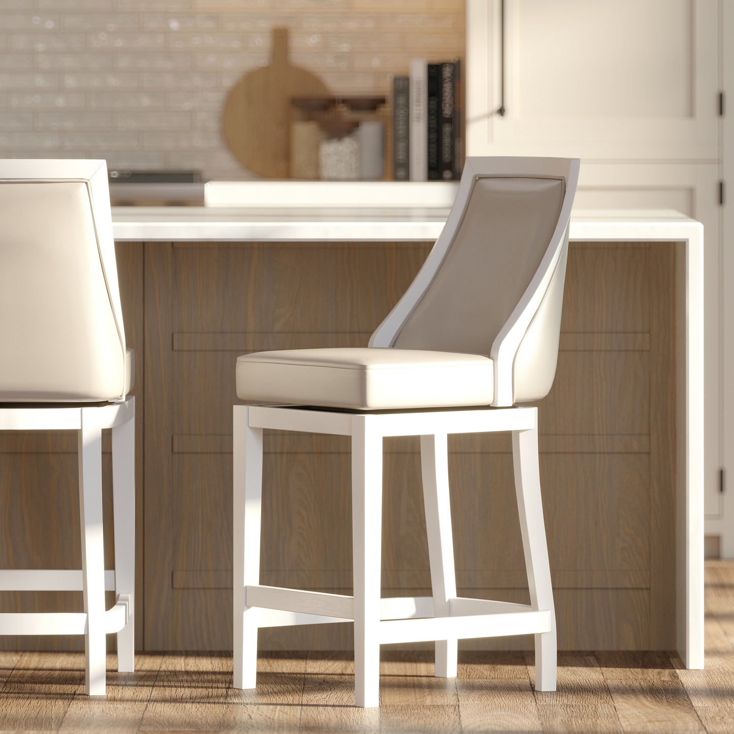 Raleigh Swivel Barstool In White