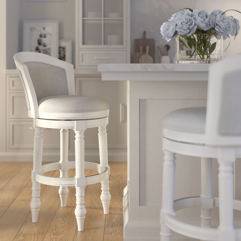 Kitty Hawk Swivel Stool in White & Light Grey