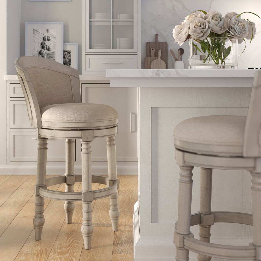 Kitty Hawk Swivel Stool in Uptown Grey & Beige