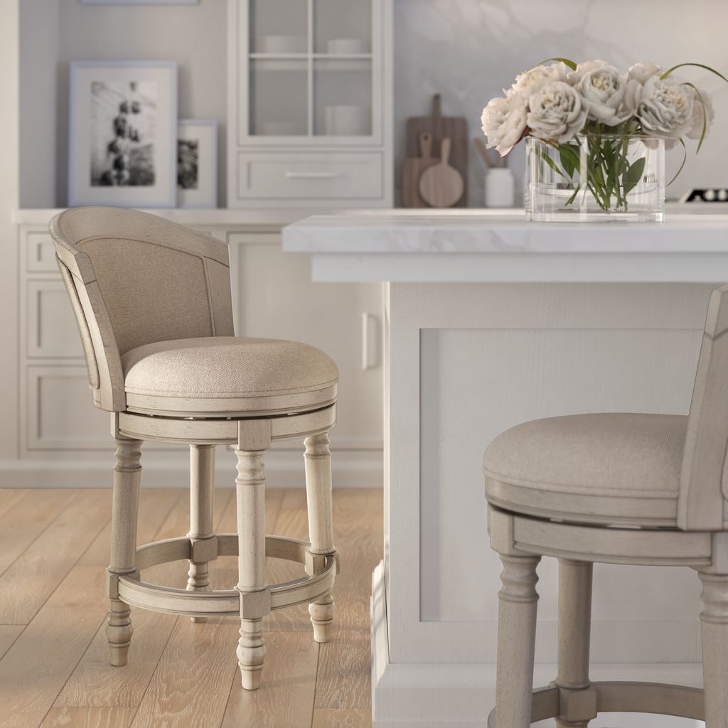 Kitty Hawk Swivel Stool in Uptown Grey & Beige