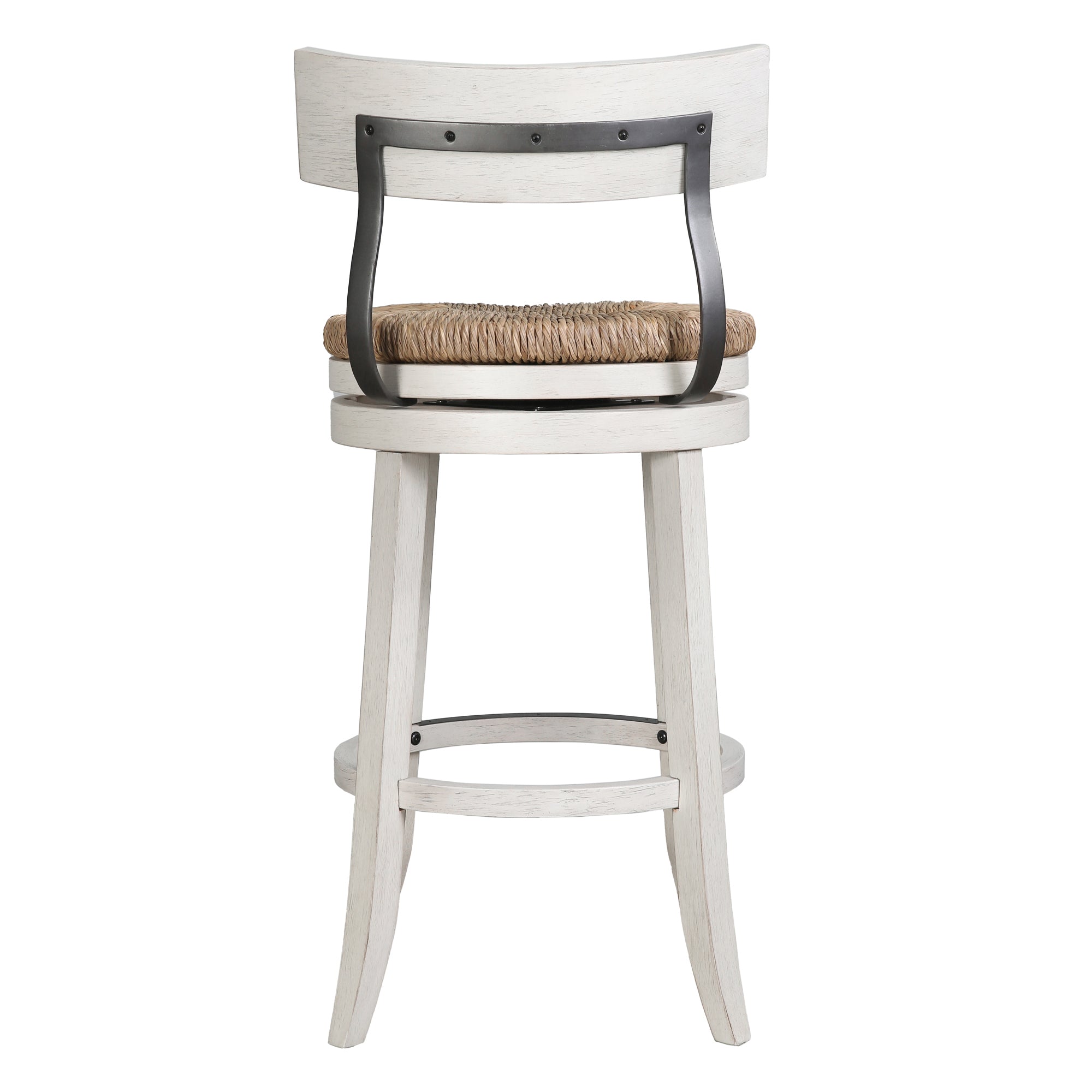 Eden Stool with Seagrass Seat in Reclaimed White