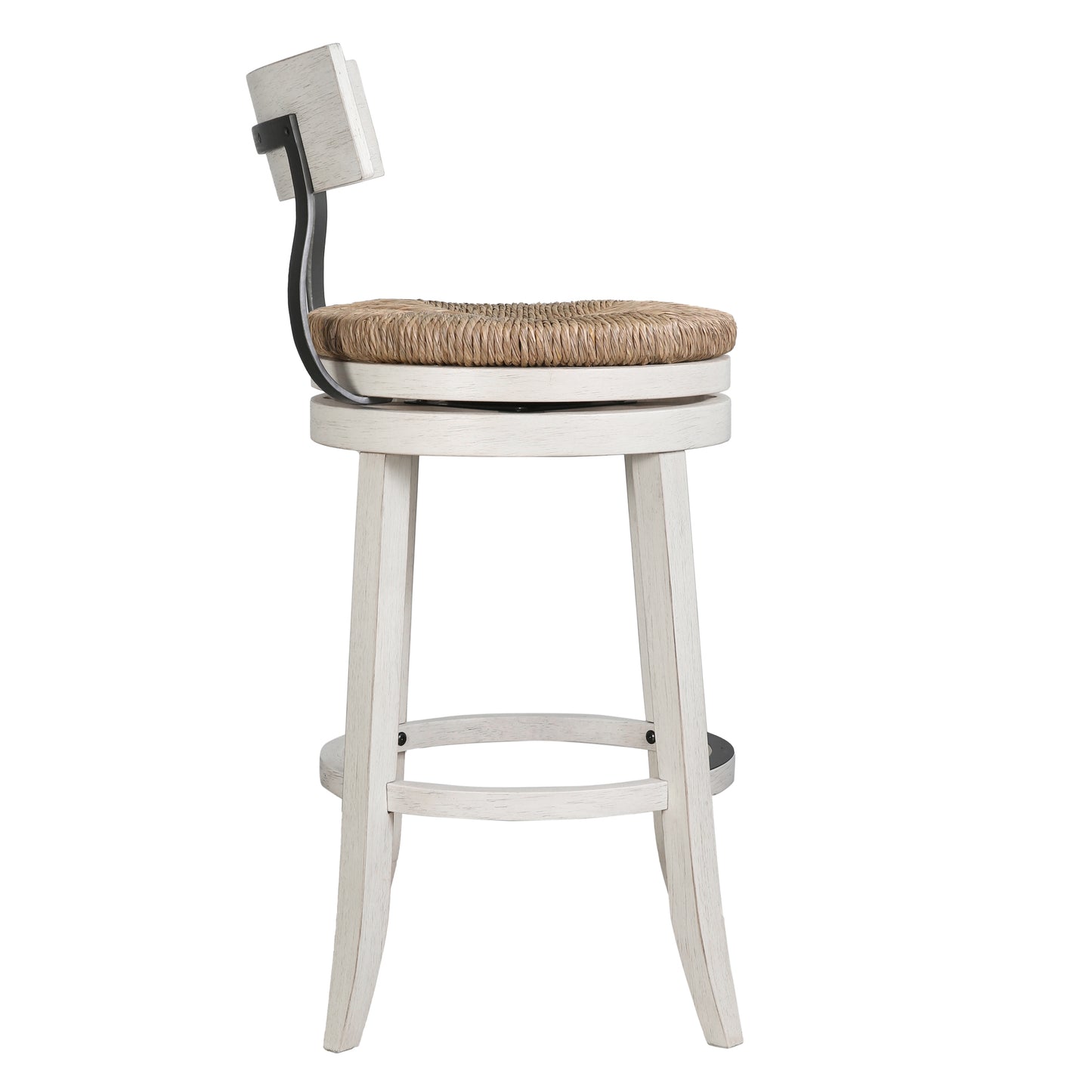Eden Stool with Seagrass Seat in Reclaimed White