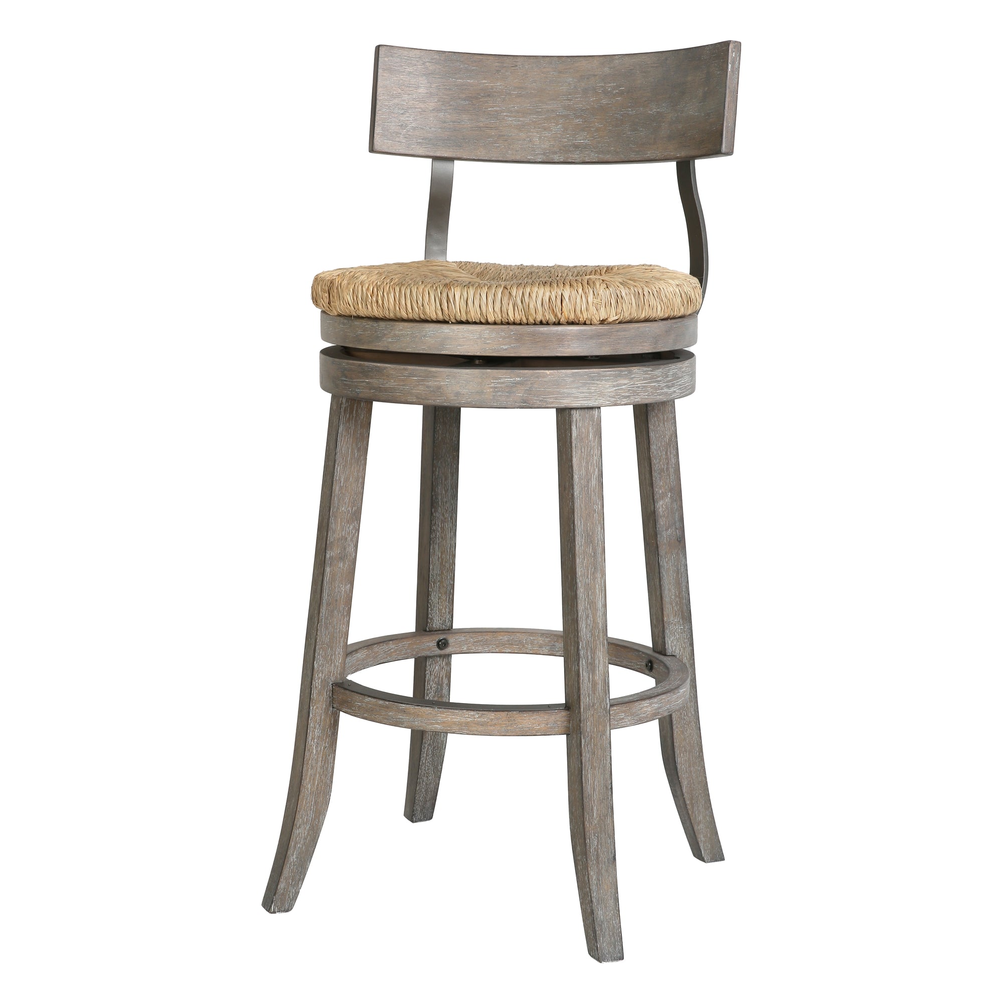 Eden Stool with Seagrass Seat in Gray
