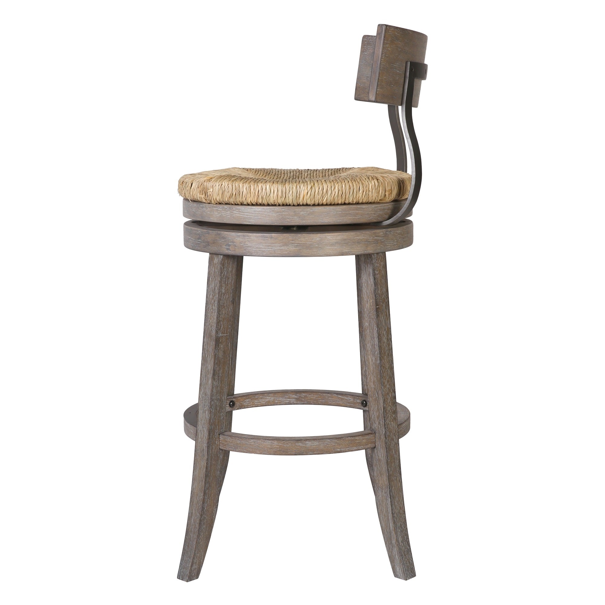 Eden Stool with Seagrass Seat in Gray