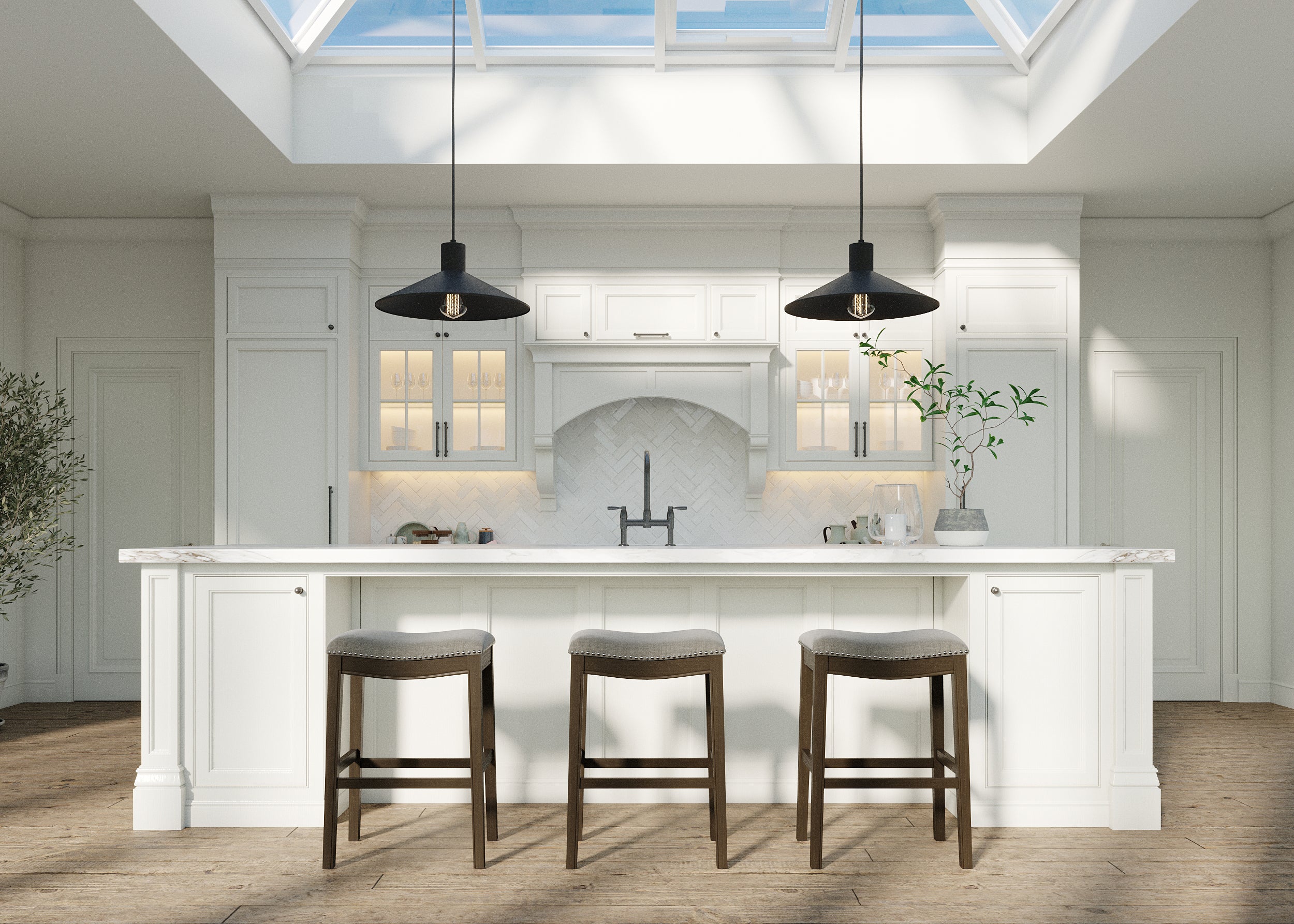 Walnut Cove Saddle Stool with Cobble Fabric