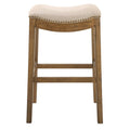 Saddle Style Stool with Cream Fabric - New Ridge Home