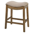 Saddle Style Stool with Cream Fabric - New Ridge Home
