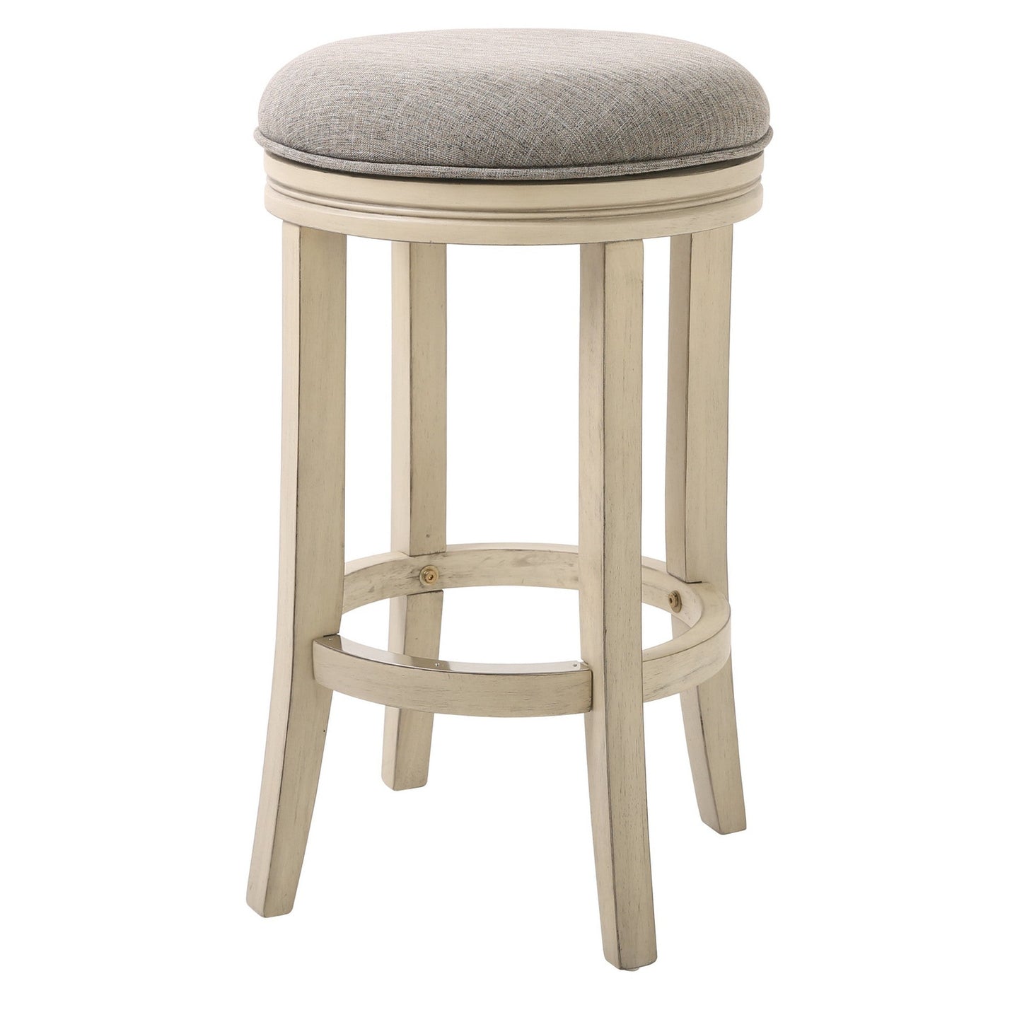 Victoria Swivel Stool in Distressed Ivory finish and Paradigm Quartz fabric - New Ridge Home