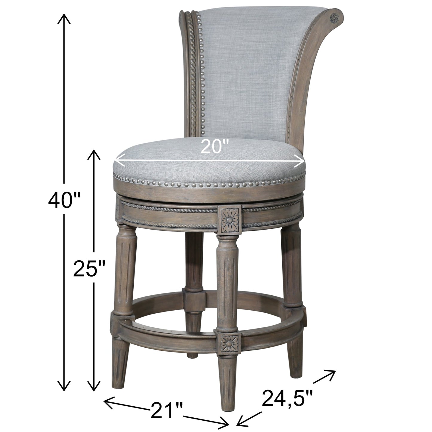 Charlotte Swivel Barstool in Weathered Grey