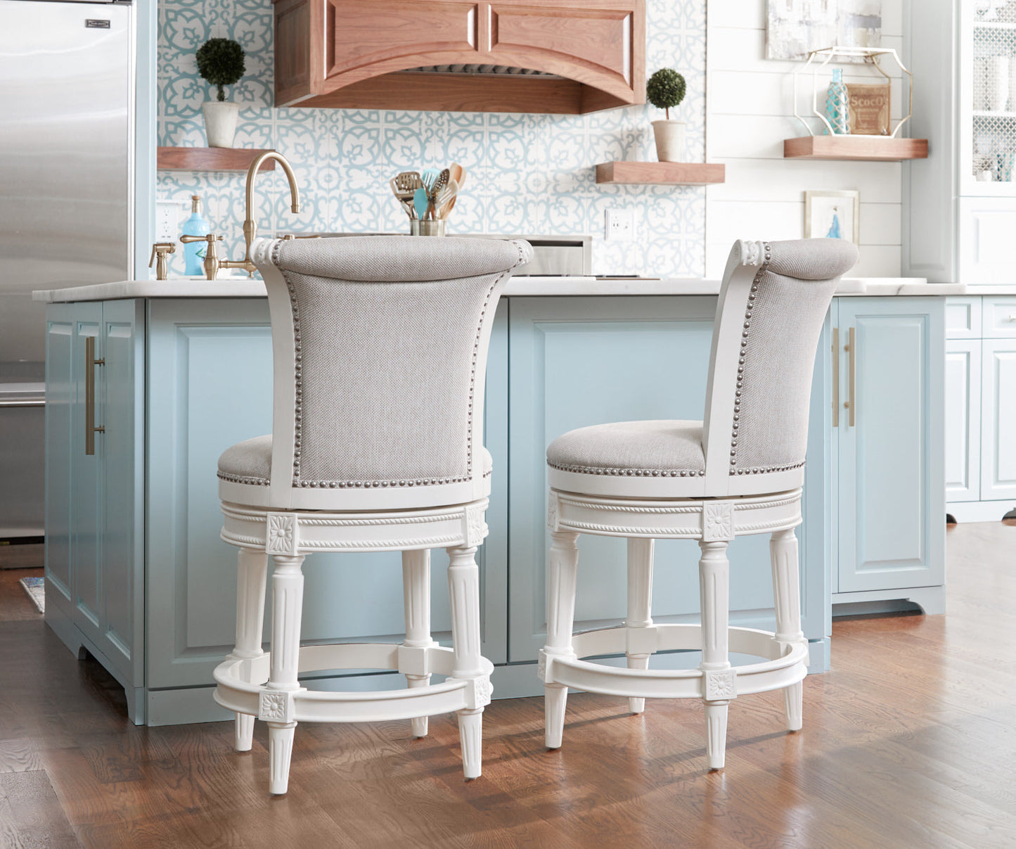 Chapman Swivel Barstool in Alabaster White - New Ridge Home